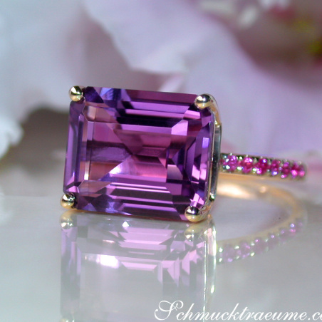 Striking Amethyst Ring with Rubies