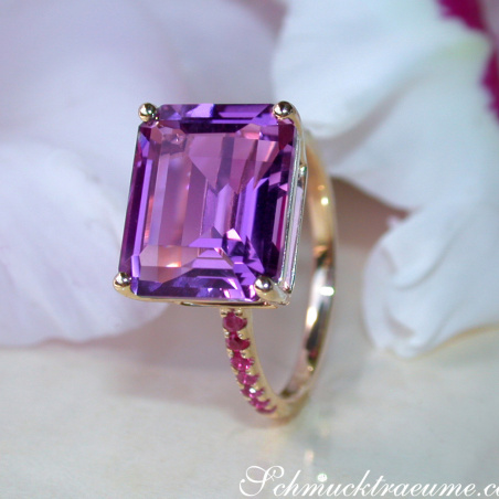 Striking Amethyst Ring with Rubies