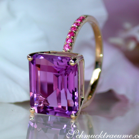 Striking Amethyst Ring with Rubies
