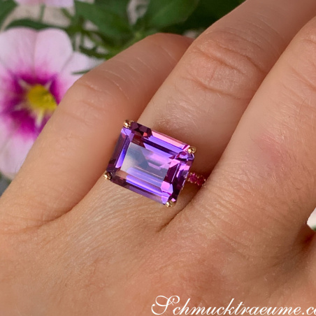 Striking Amethyst Ring with Rubies
