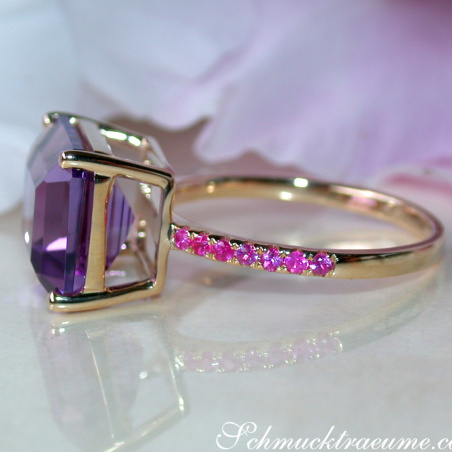 Striking Amethyst Ring with Rubies