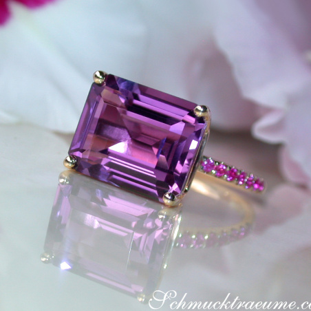 Striking Amethyst Ring with Rubies