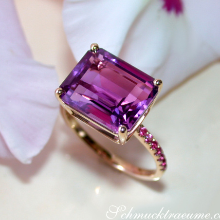 Striking Amethyst Ring with Rubies