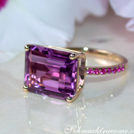 Striking Amethyst Ring with Rubies