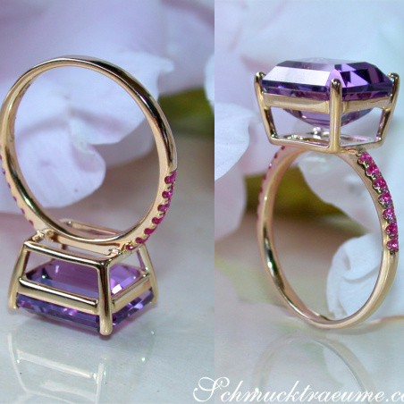 Striking Amethyst Ring with Rubies