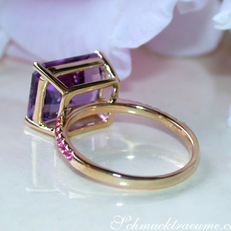 Striking Amethyst Ring with Rubies