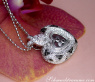 Unusual Black & White Diamond Heart Pendant Behind Glass