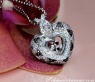 Unusual Black & White Diamond Heart Pendant Behind Glass