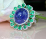Opulent Tanzanite Ring with Diamonds and Emeralds