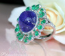 Opulent Tanzanite Ring with Diamonds and Emeralds