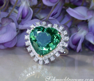 Glamorous Tourmaline Diamond Heart Ring