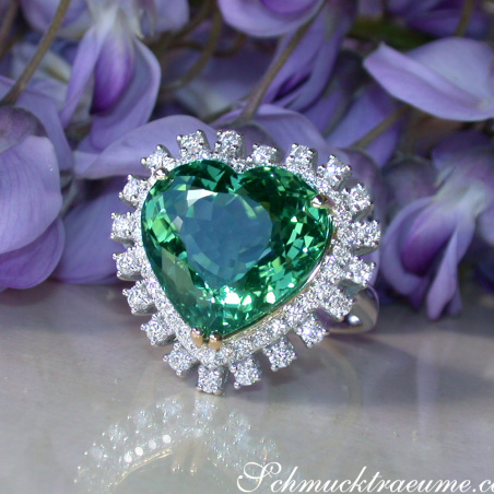 Glamorous Tourmaline Diamond Heart Ring