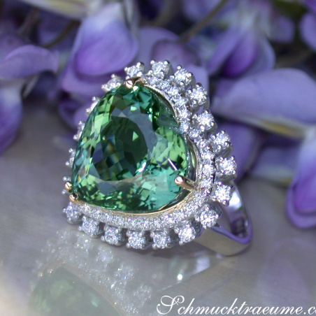 Glamorous Tourmaline Diamond Heart Ring