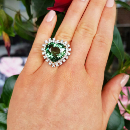 Glamorous Tourmaline Diamond Heart Ring