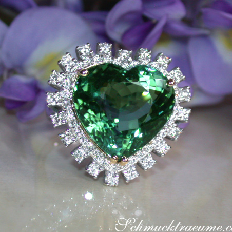 Glamorous Tourmaline Diamond Heart Ring