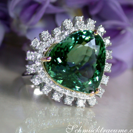 Glamorous Tourmaline Diamond Heart Ring
