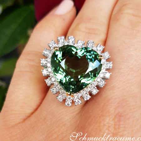 Glamorous Tourmaline Diamond Heart Ring