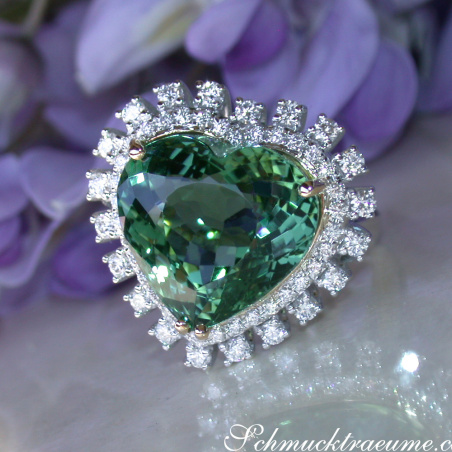 Glamorous Tourmaline Diamond Heart Ring