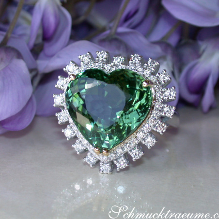 Glamorous Tourmaline Diamond Heart Ring