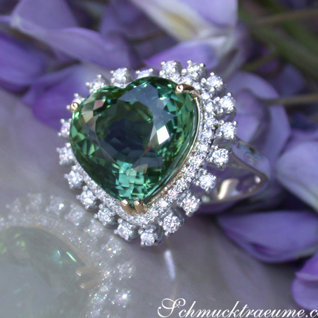 Glamorous Tourmaline Diamond Heart Ring