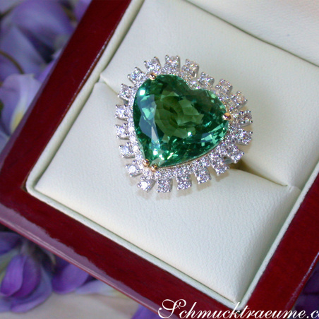 Glamorous Tourmaline Diamond Heart Ring