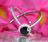 Crossover Black Diamond Solitaire Ring