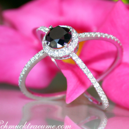 Crossover Black Diamond Solitaire Ring
