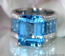 Extra Stately Blue Topaz Ring with Diamonds
