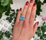 Extra Stately Blue Topaz Ring with Diamonds