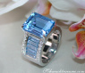 Extra Stately Blue Topaz Ring with Diamonds