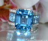 Extra Stately Blue Topaz Ring with Diamonds