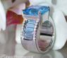 Extra Stately Blue Topaz Ring with Diamonds