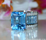 Extra Stately Blue Topaz Ring with Diamonds