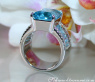Extra Stately Blue Topaz Ring with Diamonds