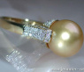 Goldene Südseeperle Ring mit Brillanten in Gelbgold 585