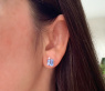Delicate Baguette Cut Blue Topaz Stud Earrings with Diamonds