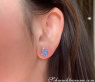 Delicate Baguette Cut Blue Topaz Stud Earrings with Diamonds