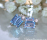 Delicate Baguette Cut Blue Topaz Stud Earrings with Diamonds