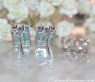 Delicate Baguette Cut Blue Topaz Stud Earrings with Diamonds