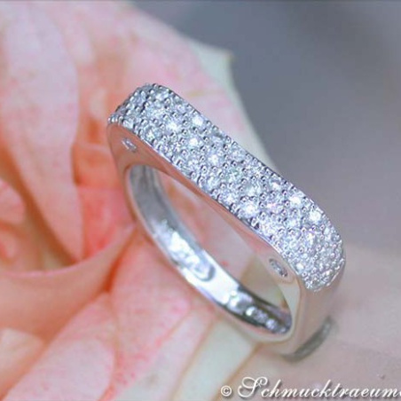 Eckiger Diamanten Ring in Weißgold 585