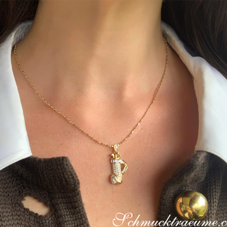 Exquisite Golf Bag Diamond Pendant in Yellow gold 18k