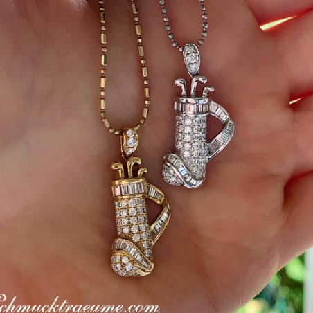 Exquisite Golf Bag Diamond Pendant in Yellow gold 18k