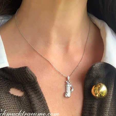 Exquisite Golf Bag Diamond Pendant in White gold 18k