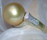 Goldene Südseeperle Ring mit Brillanten in Gelbgold 585