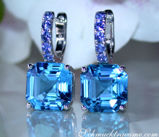 Select Blue Topaz Earrings with Sapphires