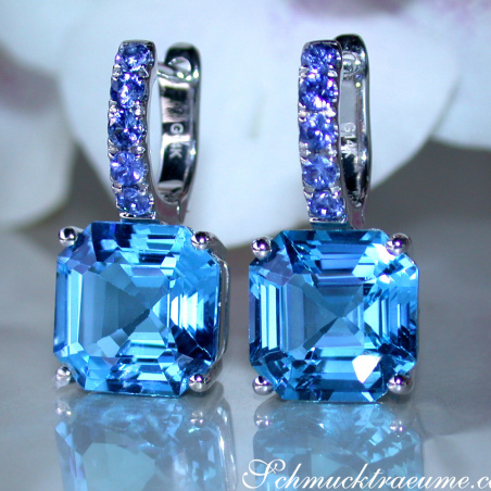 Select Blue Topaz Earrings with Sapphires