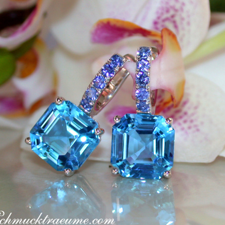 Select Blue Topaz Earrings with Sapphires