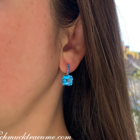 Select Blue Topaz Earrings with Sapphires