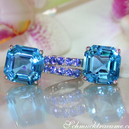 Select Blue Topaz Earrings with Sapphires