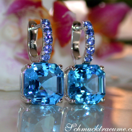 Select Blue Topaz Earrings with Sapphires